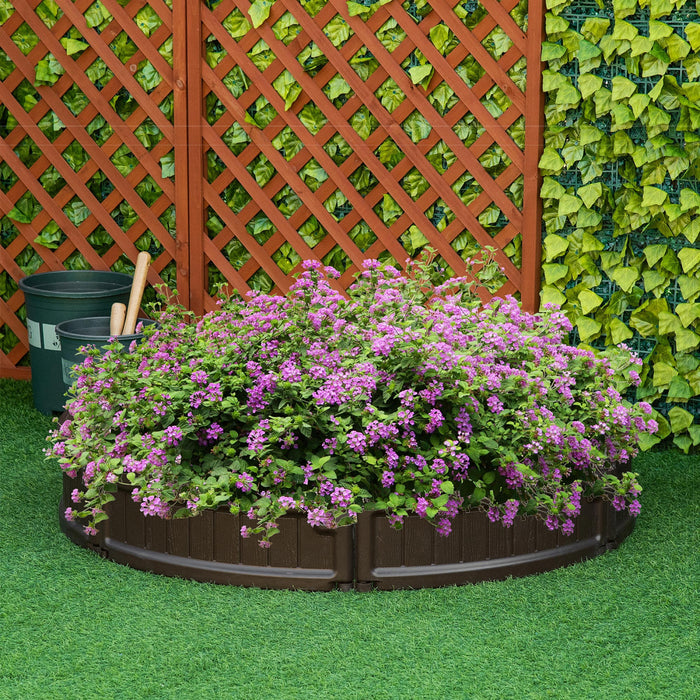 Outsunny 48\" X 48\" X 8\" Kit De Lit De Jardin Sureleve, Jardiniere Ronde Au-dessus Du Sol Pour Fleurs/herbes/legumes Exterieur Jardin Arriere-cour Avec Assemblage Facile, Marron