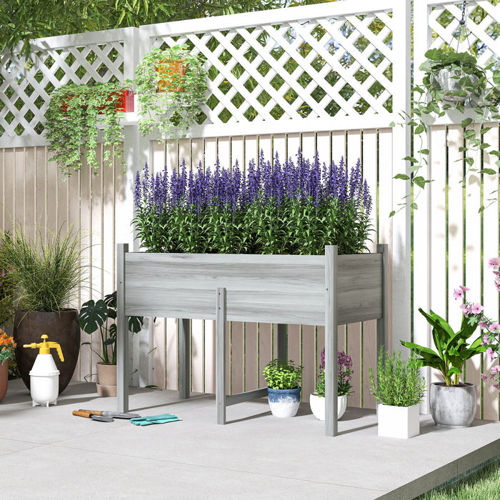 Outsunny Lit De Jardin Sureleve En Bois, Jardiniere Pour Fleurs De Legumes