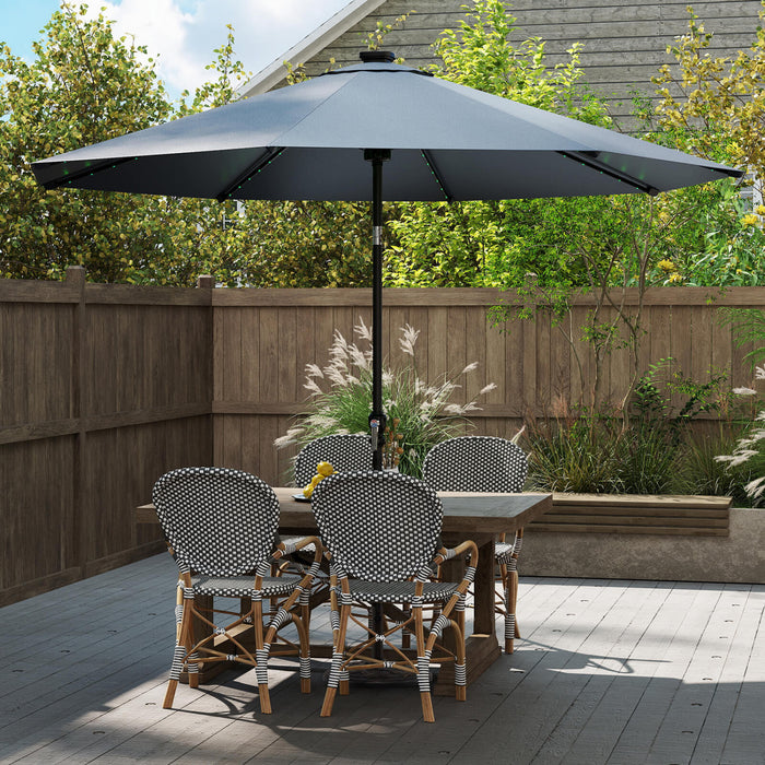 Parasol solaire Costway 10 FT avec 96 LED, inclinaison reglable a 35°, haut ventile, marine