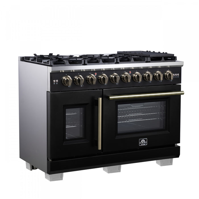 Cuisiniere a gaz noire Capriasca 48 pouces, 6,58 pi³ – FFSGS6460-48BLK