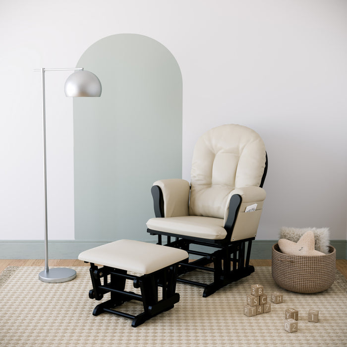 Storkcraft Hoop Fauteuil bercant et pouf - Noir avec beige