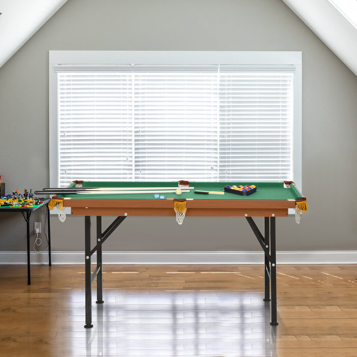 Soozier 54,3\"l Mini Table De Billard Portable Pliable Avec Tous Les Accessoires Table De Jeu De Billard Pour La Maison Comprend Des Queues, Une Boule, De La Craie, Un Support, Une Brosse