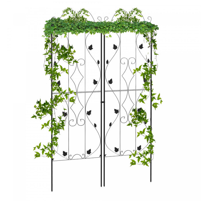 Outsunny Lot De 2 Treillis De Jardin En Metal Pour Plantes Grimpantes