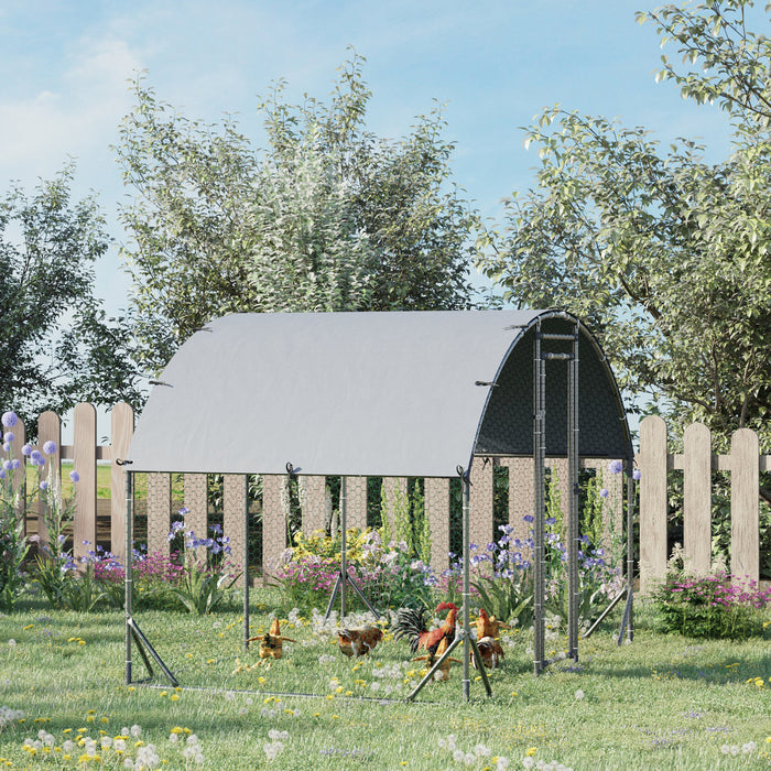 Pawhut Grand Poulailler En Metal Galvanise, Avec Couverture, Pour L'exterieur De La Cour (9.2' X 6.2' X 6.5').
