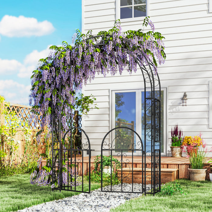 Outsunny Arche De Jardin En Acier De 7,4 Pi Avec Portail, Noir