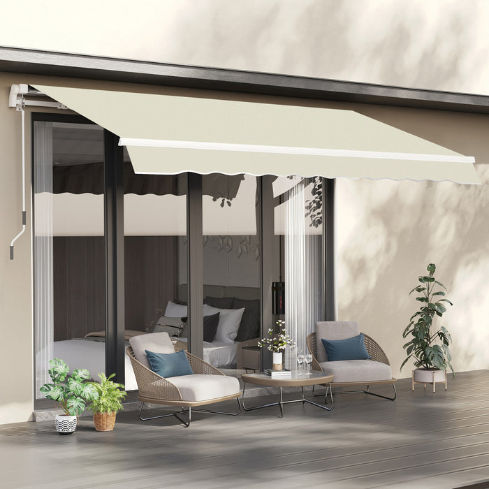 Outsunny Toile De Store Retractable De 10' X 8' Pour L'exterieur Protection Uv Blanc