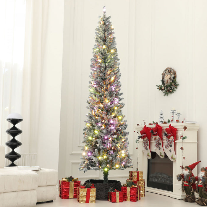 HOMCOM Arbre de Noel artificiel de 9 pi avec lumieres, arbre de Noel floque