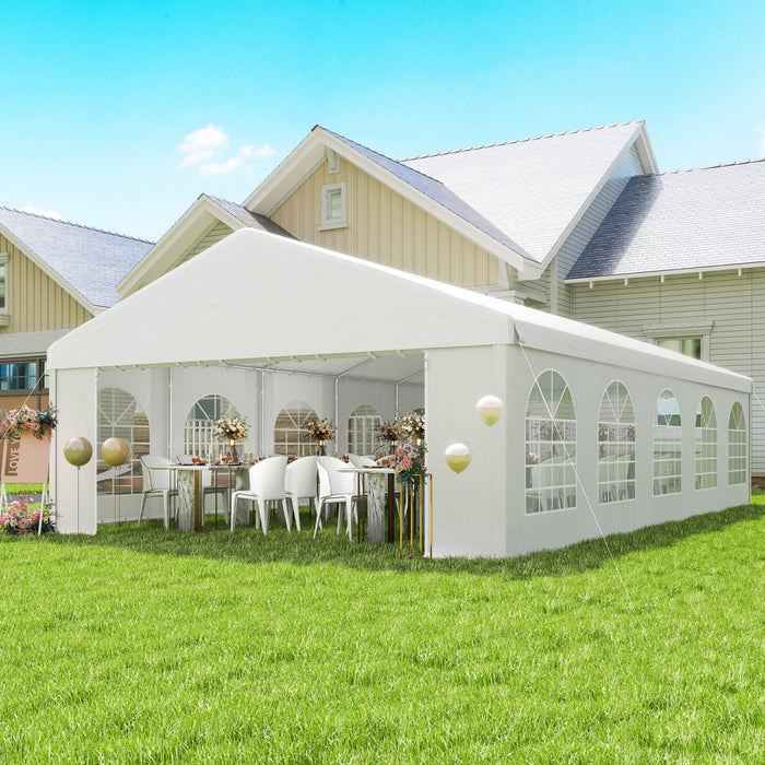 Outsunny Grande Tente de Reception 10x6 m pour Evenements Exterieurs, Blanc
