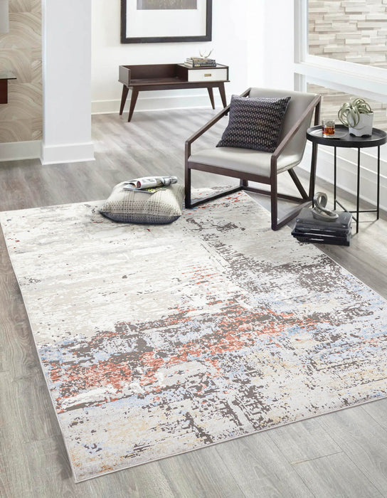 Tapis Contemporain/Moderne Arlo 5'0\" x 8'0\" en Ivoire