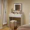 HOMCOM Makeup Vanity Desk with Mirror, 3 Colour LED Lights, Drawers, White
