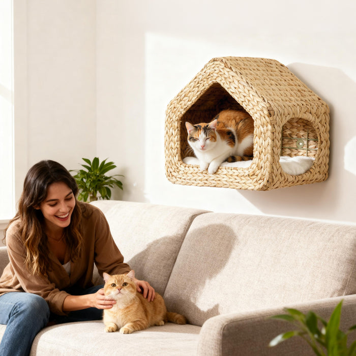 Cat Wall Shelf with Washable Cushion for Indoor Kittens