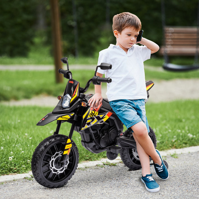 Qaba Moto Electrique 12 V Aprilia Homologuee, Motocross Pour Enfants, Jaune