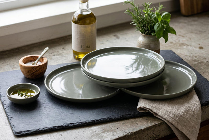 Gaia Assiettes Principales en Gres, Ensemble de 4 (26.5 cm)