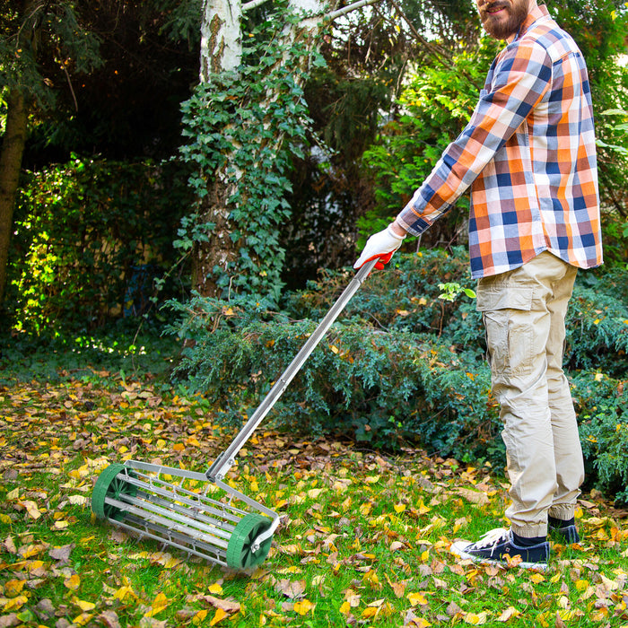 Outsunny Aerateur de pelouse manuel avec poignee reglable