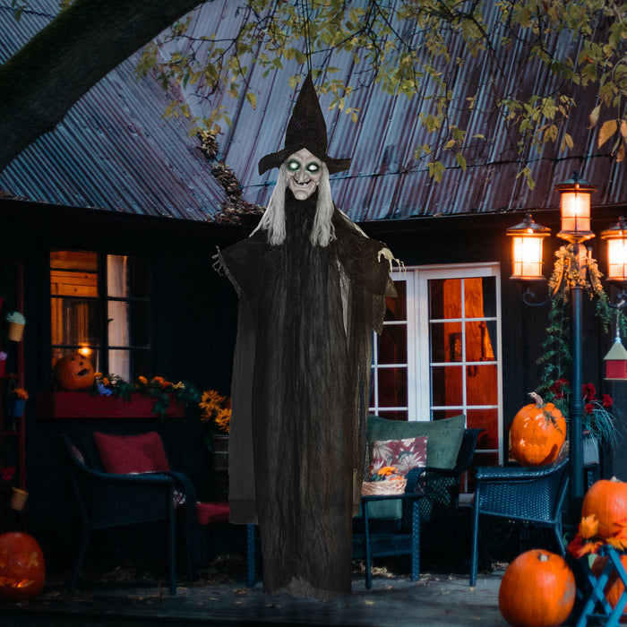Homcom Accessoire D'halloween Sorciere Noire Avec Yeux Lumineux
