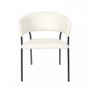 Slate Contemporary Modern Vegan Leather Metal Armchair in Ivory - Set of 2 | Fauteuil contemporain moderne en cuir vegetalien avec accoudoirs en metal, ivoire - Lot de 2
