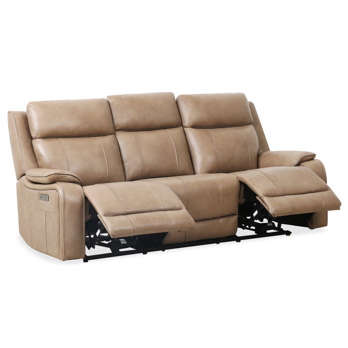 Sofa inclinable electrique Marlow de 84 po en cuir assorti avec USB/USB-C - Taupe