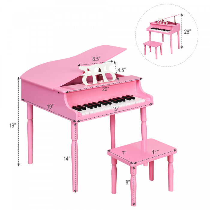 Costway Piano Classique 30 Touches en Bois avec Banc et Porte-Partition - Noir