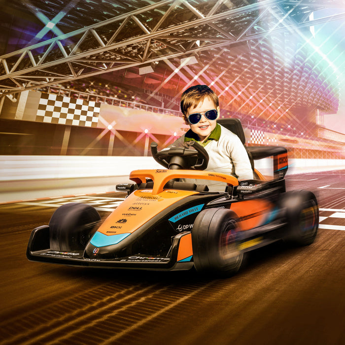 Qaba Voiture Electrique 12 V Pour Enfants Avec Telecommande, Voiture Electrique Pour Enfants Alimentee Par Batterie Avec Suspension, Musique, Mp3, Pour Les Tout-petits De 3 A 5 Ans, Orange