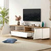 Lumina 64.9 Inch TV Cabinet with LED Lights and High-Gloss Finish, White/Wood | Lumina Meuble TV 64.9 po avec Lumieres LED et Finition Haute Brillance, Blanc/Bois