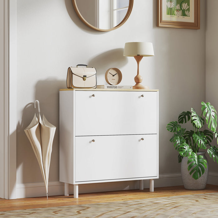 HOMCOM Armoire de rangement a chaussures avec etageres reglables, blanc