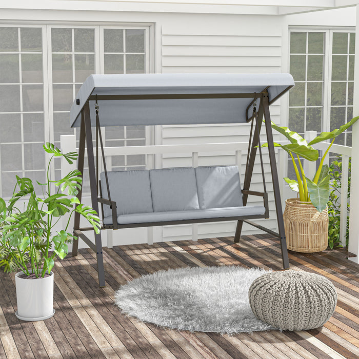 Outsunny Balancelle De Patio 3 Places, Balancoire D'exterieur, Gris Clair