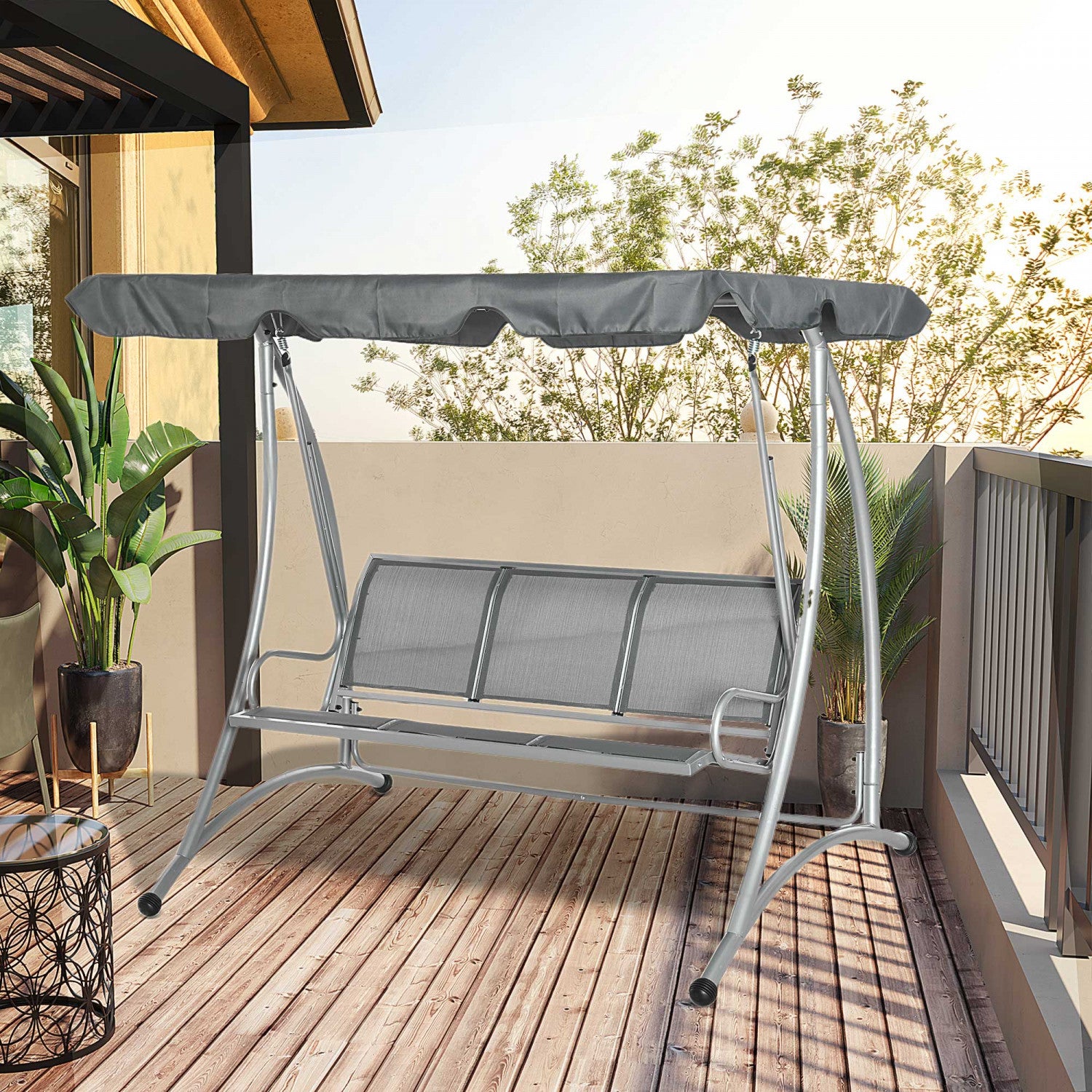 Chaise à Bascule Double De Jardin, Chaise Suspendue De Patio Balancoire De Jardin Grise 95315154 Chaise à Bascule Double De Jardin, Chaise Suspendue De Patio Balancoire De Jardin Grise 95315154