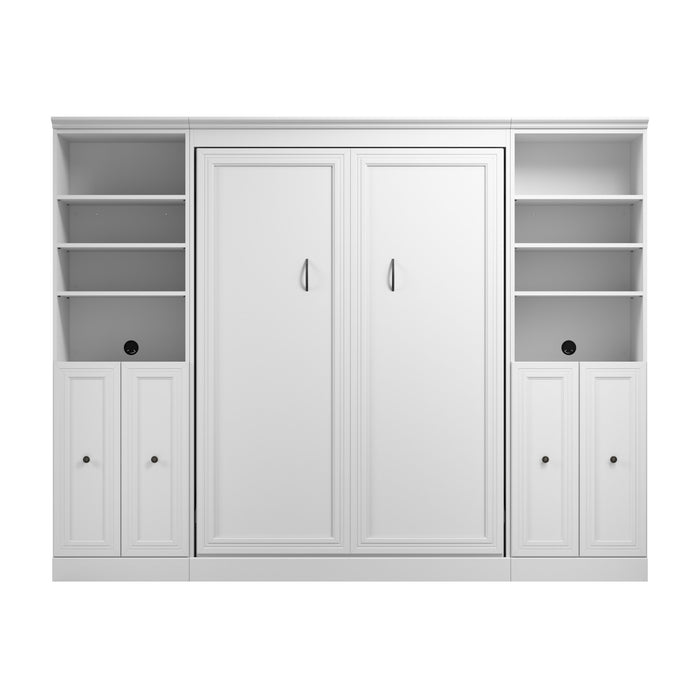 Lit double escamotable Versatile de Bestar de 109 po (L) avec 2 organisateurs de garde-robe et portes - blanc