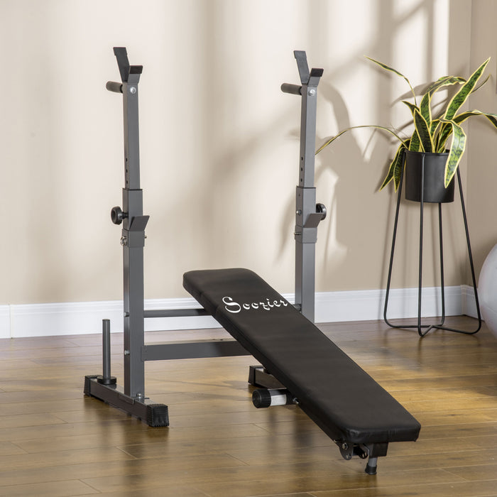 Soozier Banc De Musculation Pliable Hauteur Reglable Avec Support D'halteres Pour La Salle De Sport A Domicile, Banc D'entrainement Fitness Multi-usage Pour Musculation