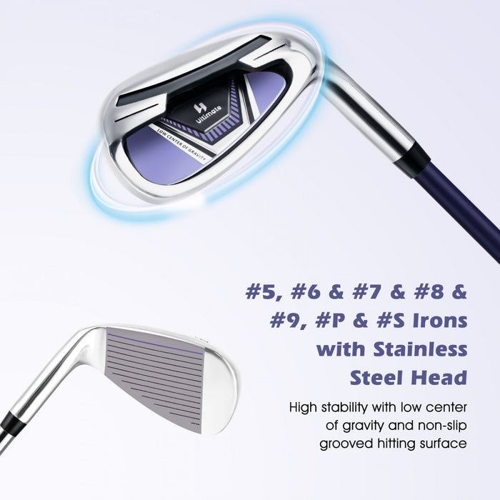 Ultimate Femmes Complete Golf Club Set Golf Club Package Set W / Capuchon De Pluie, Main Droite Violet