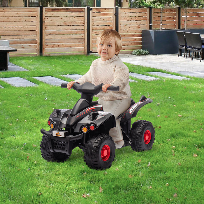 Qaba Quad 6 V Pour Enfants, Vehicule Electrique A 4 Roues Alimente Par Batterie Pour Enfants Avec Musique, Avant, Pour Garcons Et Filles, Tout-petits Ages De 2 A 6 Ans, Noir