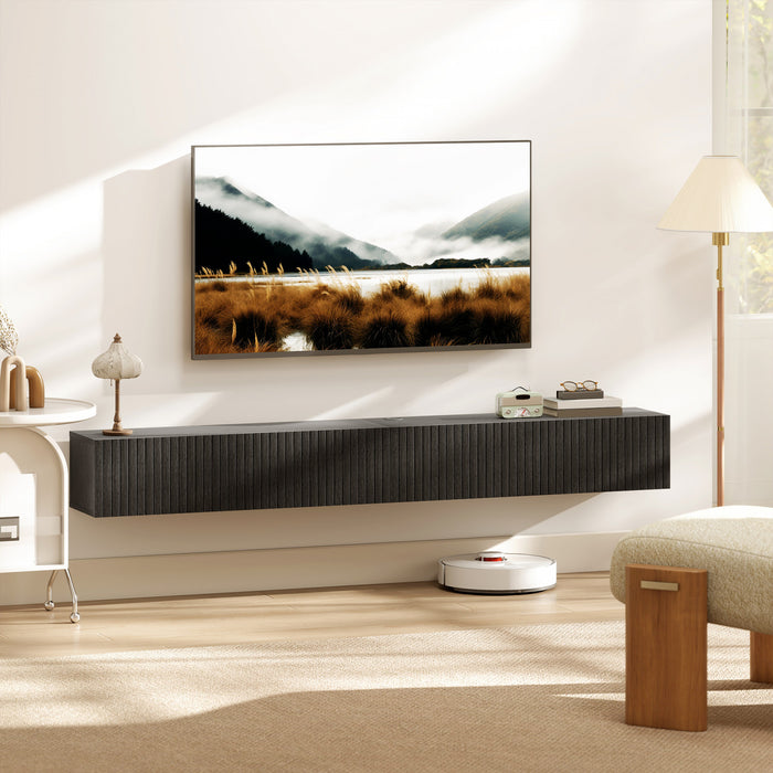 HOMCOM Meuble TV flottant pour televiseurs jusqu'a 72\", noir