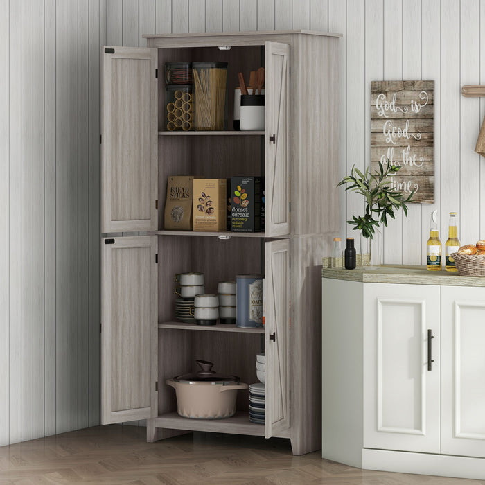 HOMCOM Garde-manger de cuisine autoportant 72 po, armoire buffet, gris