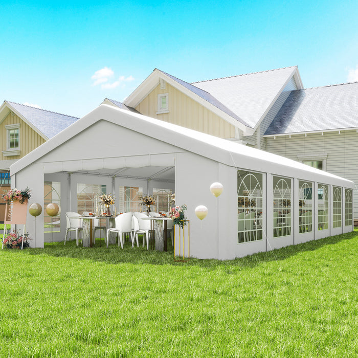 Outsunny Grande tente de reception 6 x 12 m avec 12 fenetres amovibles