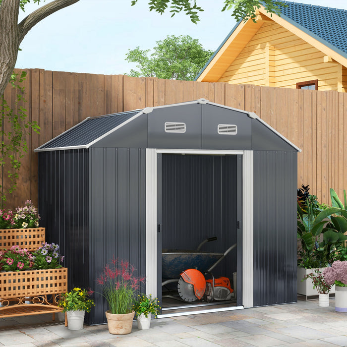 Outsunny Remise De Rangement En Metal 8' X 4' Avec Etageres Reglables