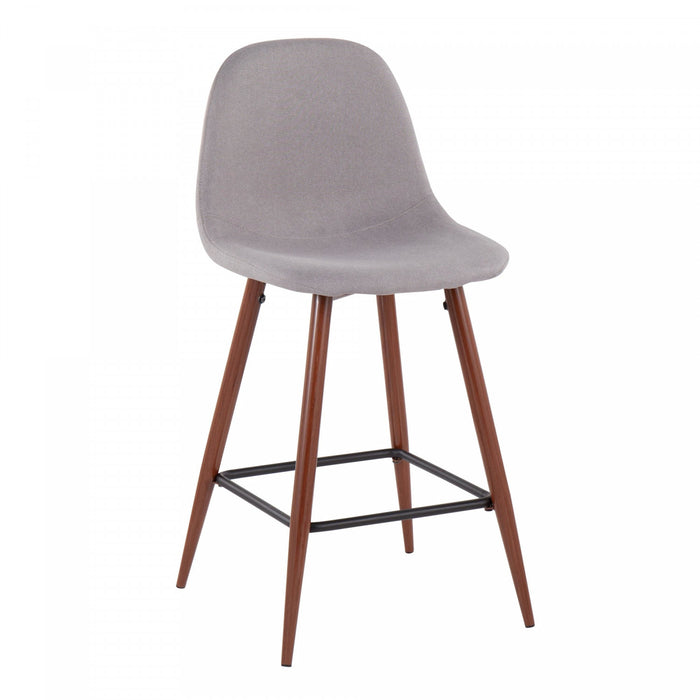 Tabouret moderne du milieu du 20e siècle Pebble de hauteur comptoir en tissu gris clair - ensemble de 2
