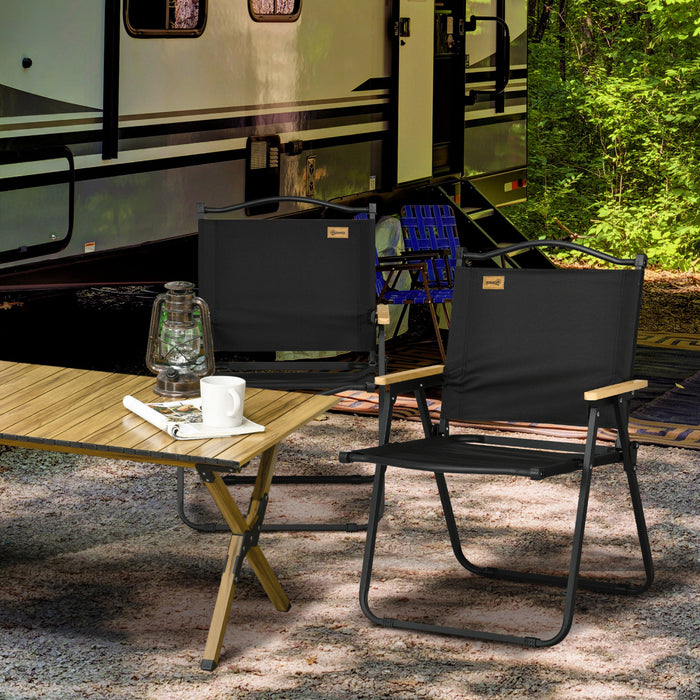Outsunny Lot de 2 Chaises de Camping Pliantes, Fauteuils Portables, Noir