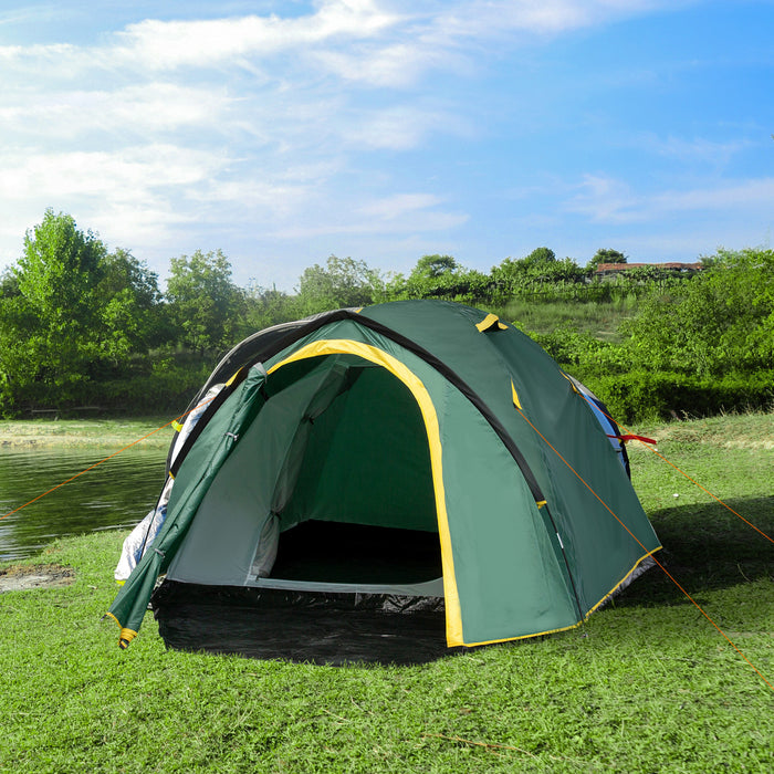 Outsunny Tente De Camping Dome Avec Vestibule Pour 2-3 Personnes Avec Vestibule Resistant Aux Intemperies Tente De Sac A Dos Grandes Fenetres Leger Pour La Peche Et La Randonnee Vert