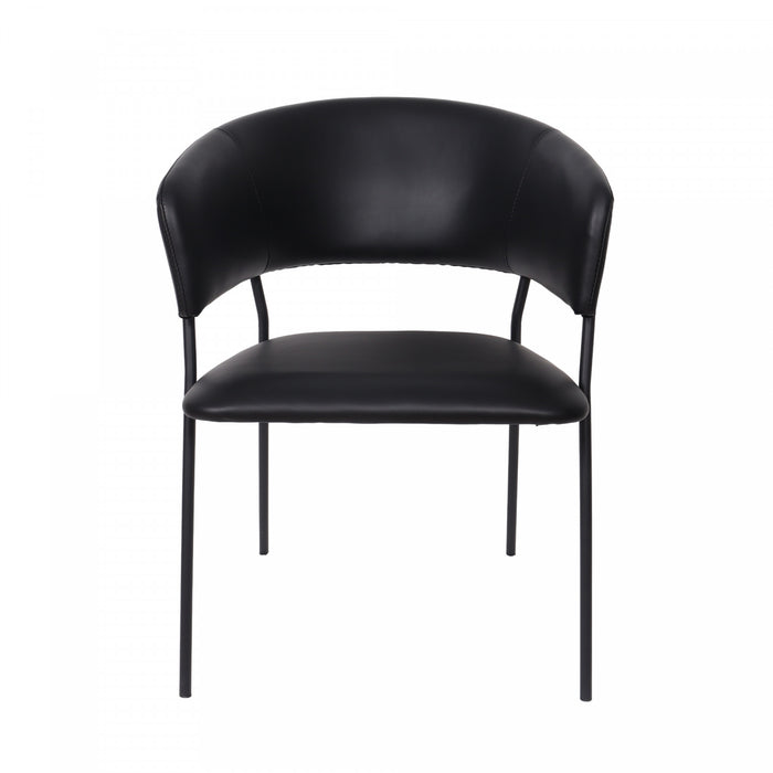Fauteuil contemporain moderne en cuir vegetalien avec accoudoirs en metal noir - Lot de 2