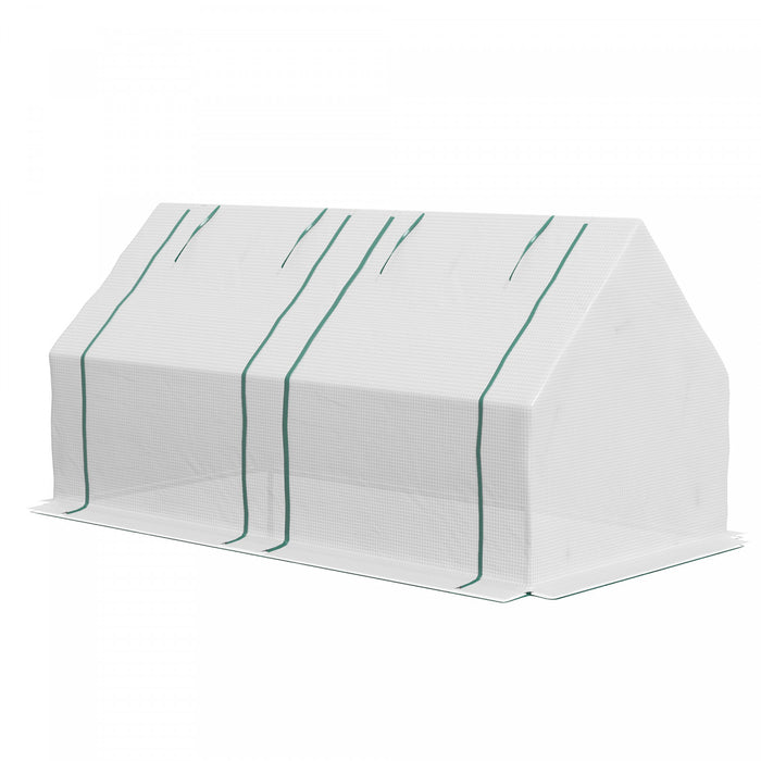 Outsunny Mini Serre 6' X 3' X 3' Avec 2 Couvertures Pe/plastique, Blanc