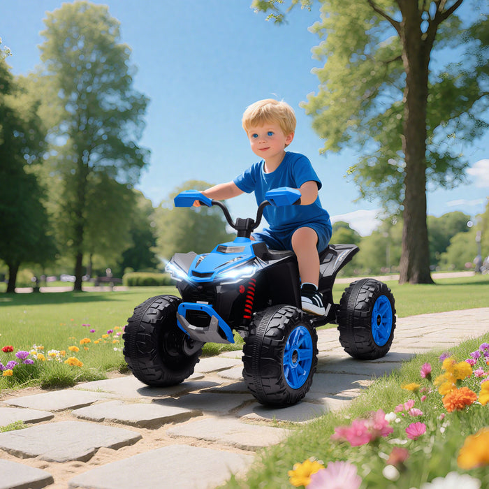 Qaba Voiture Enfant 24 V 2 Places Avec Roues Suspendues, Bleu
