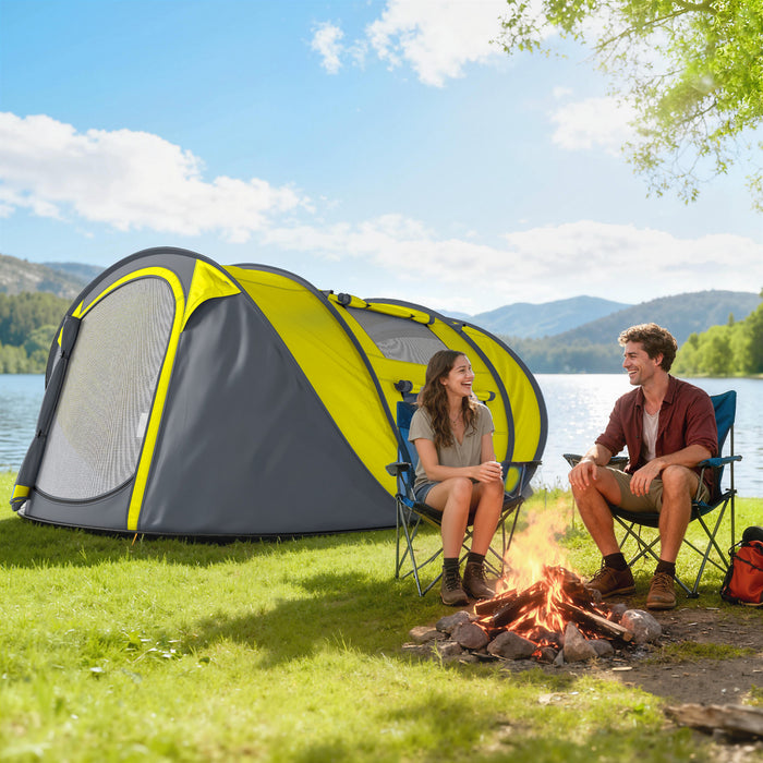 Outsunny Tente de Camping pour 4 Personnes, Tente Pop-Up Automatique avec Sac de Transport et Portes