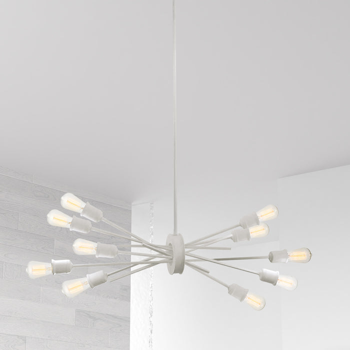 Luminaire suspendu horizontal Nebraska de Dainolite avec fini blanc mat et 10 ampoules