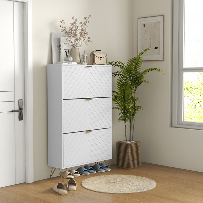 HOMCOM Meuble de Rangement pour Chaussures avec 3 Tiroirs,18 Paires Blanc