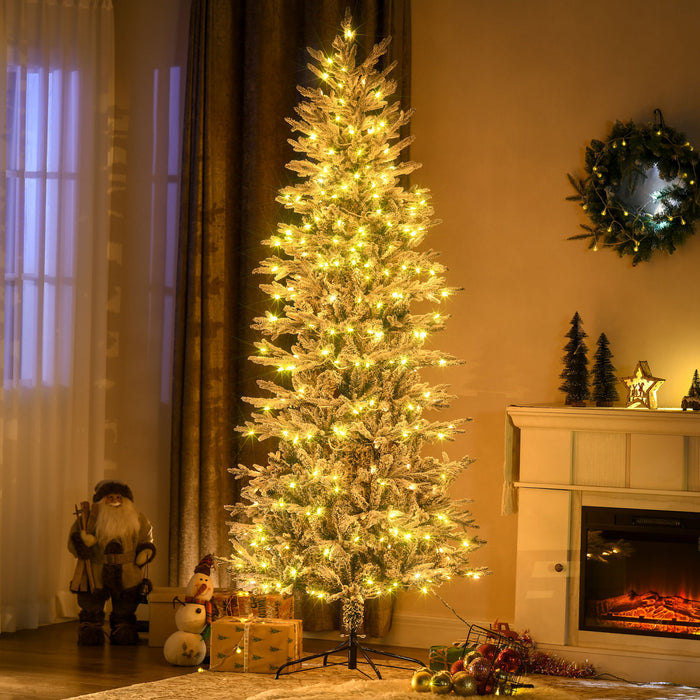 Homcom Arbre De Noel Artificiel Floque De 7 Pi Avec Lumieres Jaune
