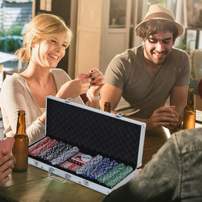 Soozier Mallette professionnelle de Poker 500 jetons 2 jeux de cartes 5