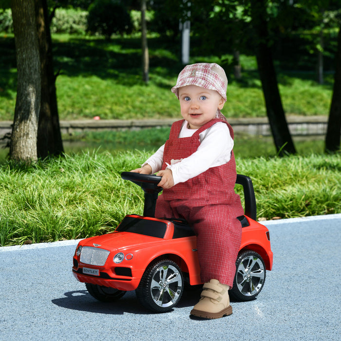 Qaba Voiture Pour Bebe Sous Licence Bentley Bentayga, Voiture A Pousser Avec Pied Au Sol, Klaxon Et Musique, Rangement Sous Le Siege, Pour Les 18-36 Mois, Rouge