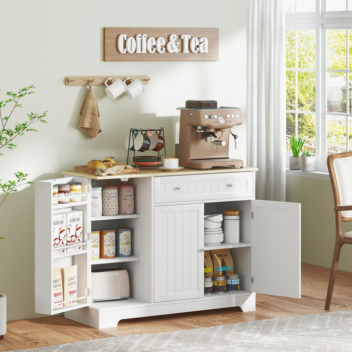 HOMCOM Buffet 41\" avec tiroir de rangement et etagere reglable, blanc