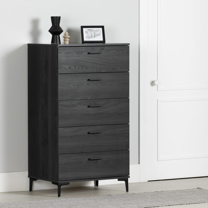  Commode verticale Musano à 5 tiroirs avec pattes en métal - chêne gris