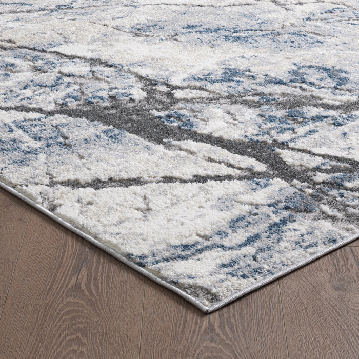Carpette Darius bleue à motif d'éclair - 6 pi 7 po x 9 pi 6 po
